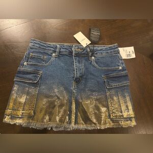 Forever 21 Blue Denim Skirt with Gold Accents